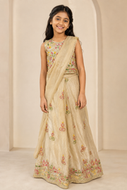 Little Girls Gold Tissue Saree