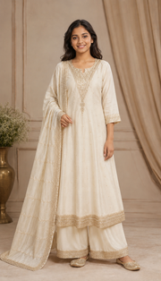 Beige Anarkali Kurti set