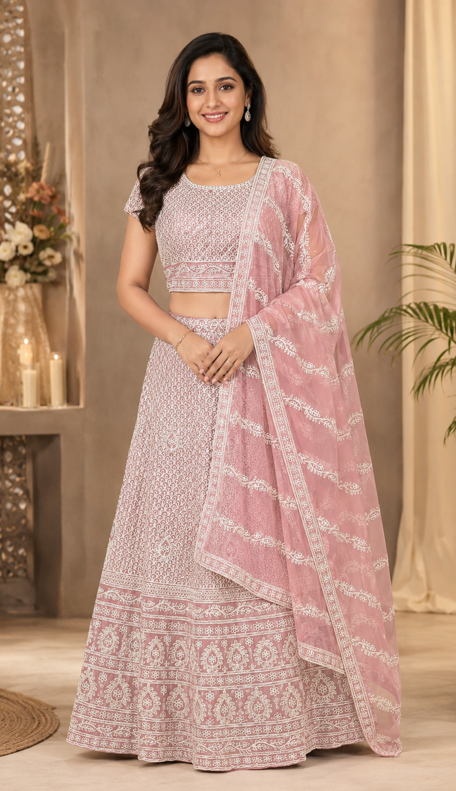 Women’s Pastel Pink Lehenga Set