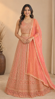 Plus size Pastel Orange lehanga sets