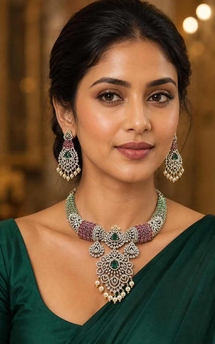 Beautiful CZ Party Wear Necklace set