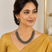 German Silver Black Peacock Necklace set - Jewelry - Necklace Set - Anandi Fashions