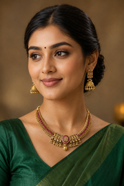 Thushi Pink Necklace set - Jewelry - Necklace Set - Anandi Fashions