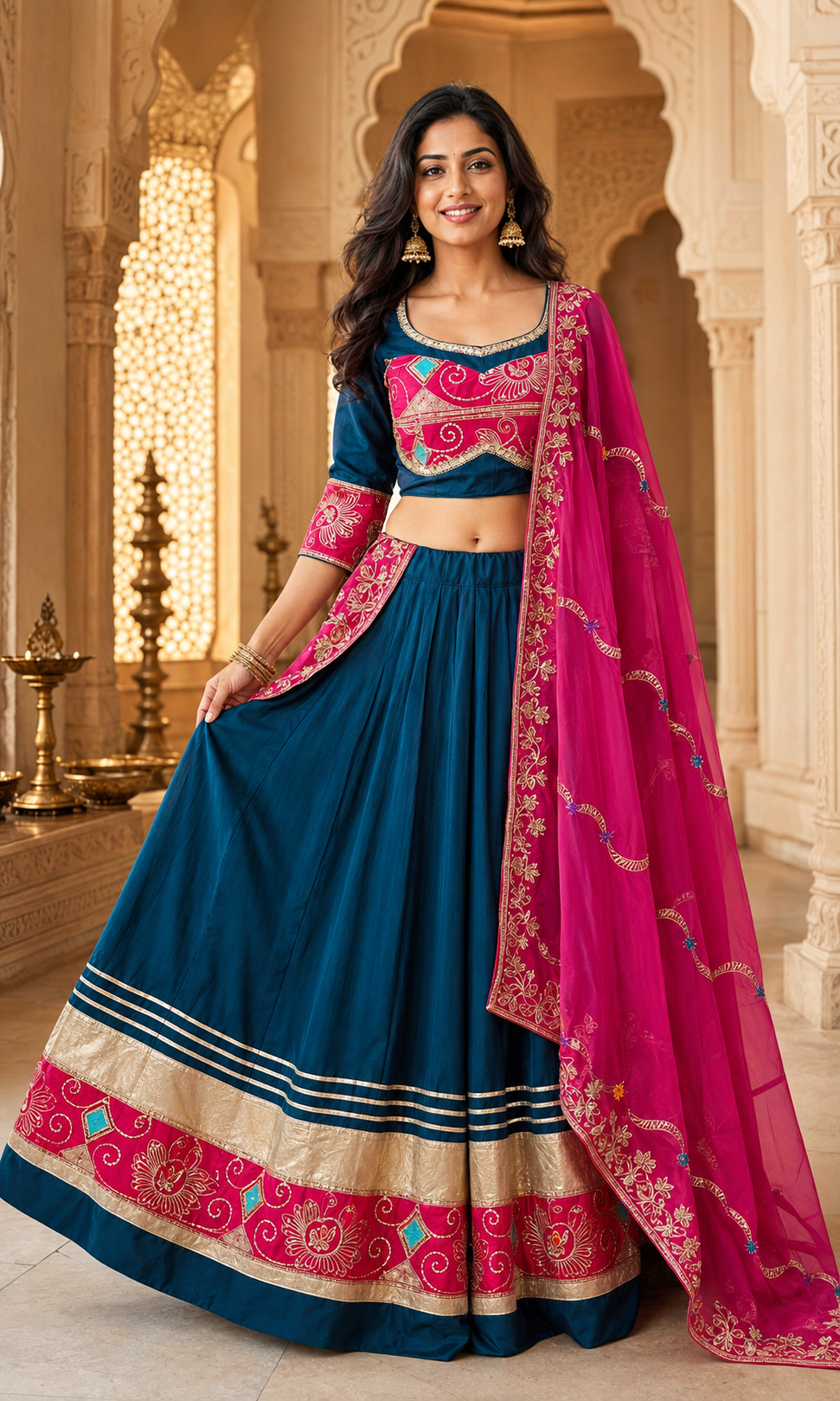 Teal Blue Pure Cotton Chaniya Choli set