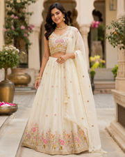Half white Party Wear lehanga set