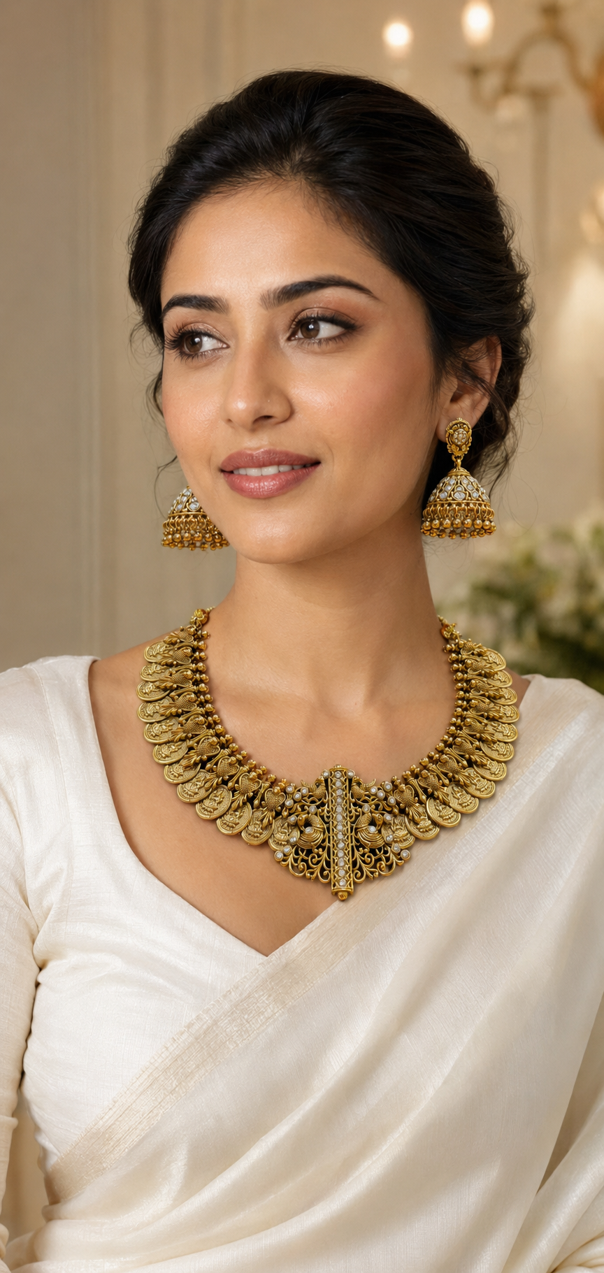 Temple Jewelry Antique Finish Laskhmi Kasu Necklace set