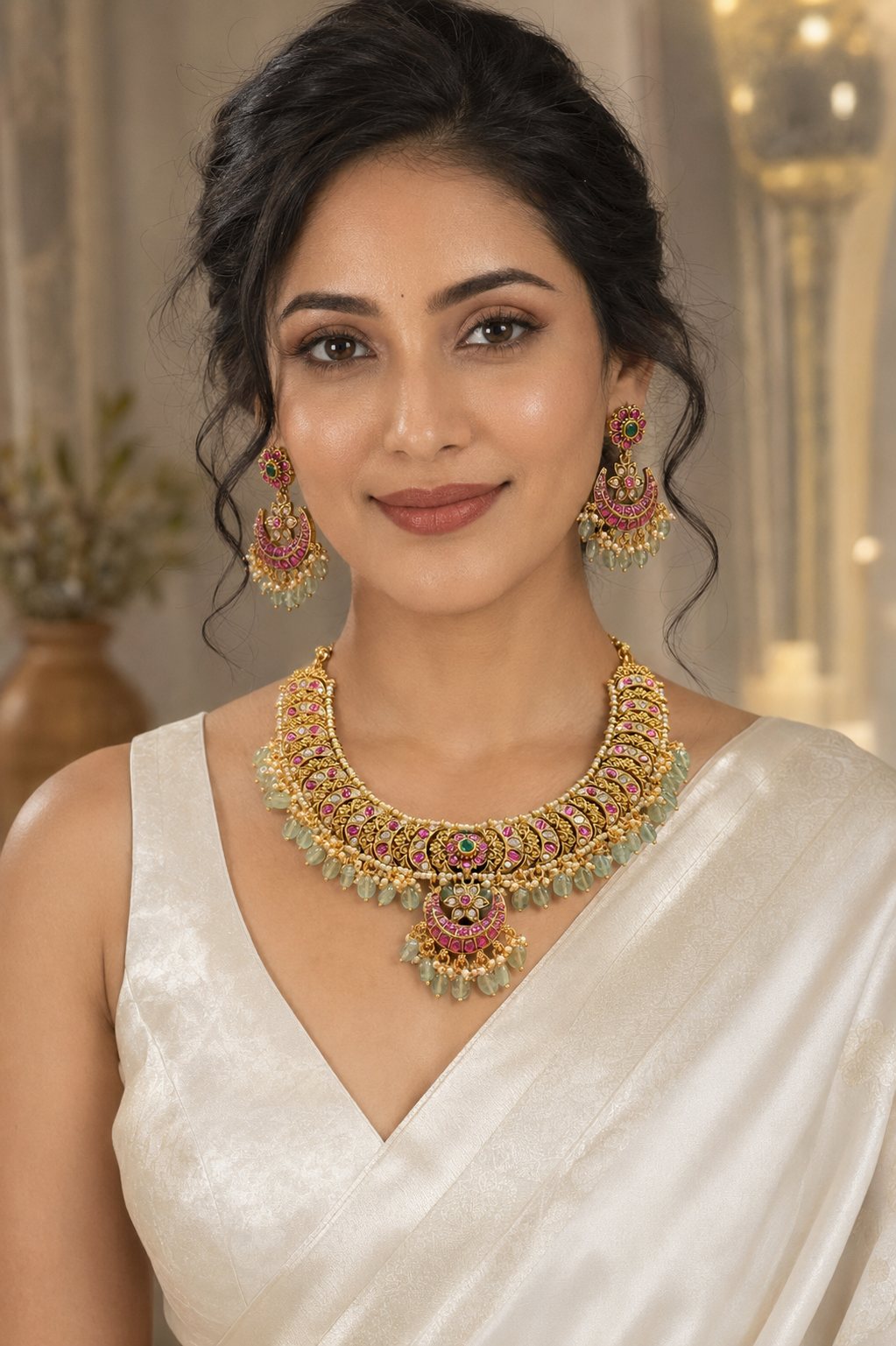 Jadau Kundan Moon/Chand Design Necklace set