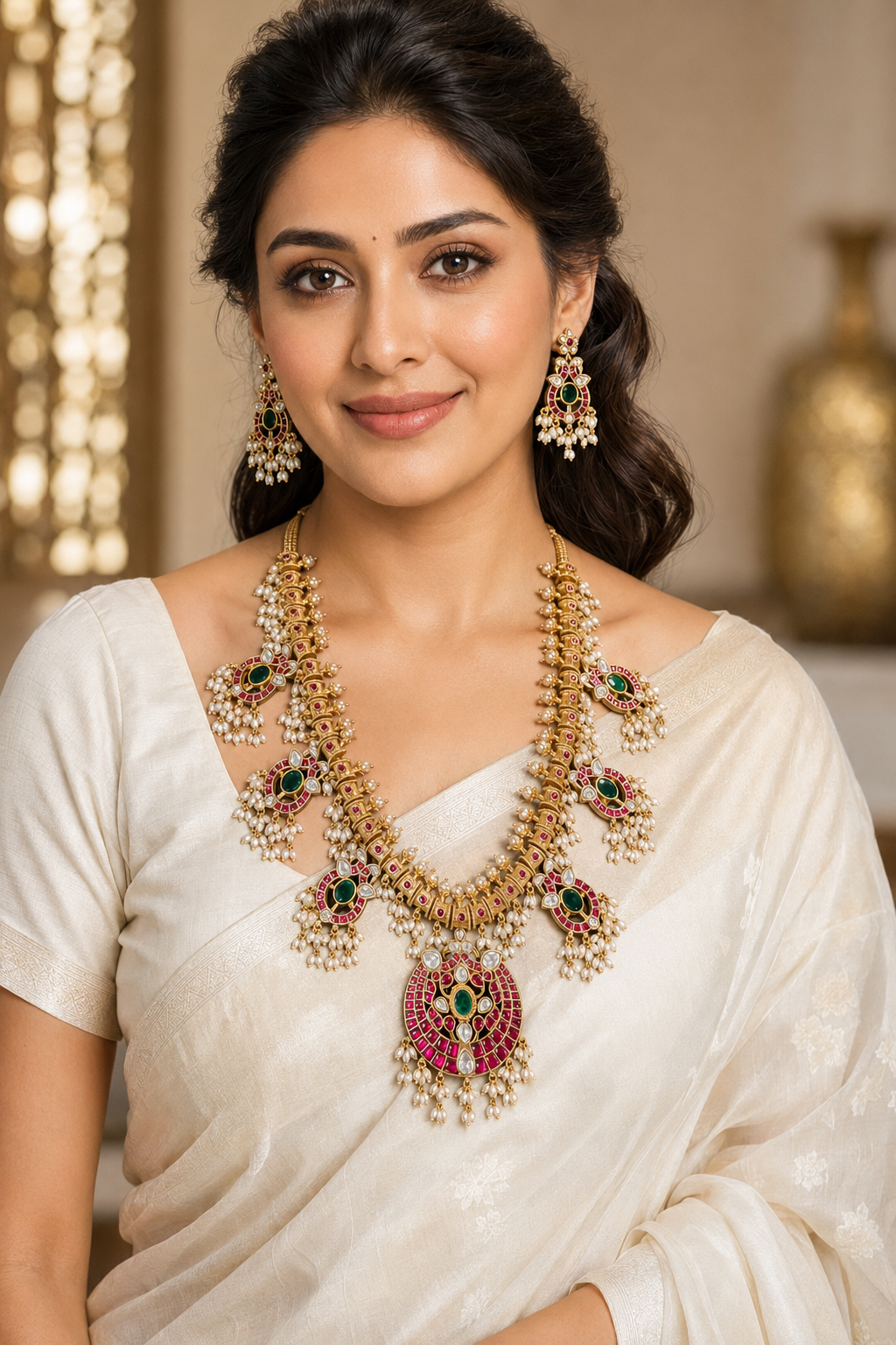 Premium Collections Heavy Jadau Kundan Long Necklace set