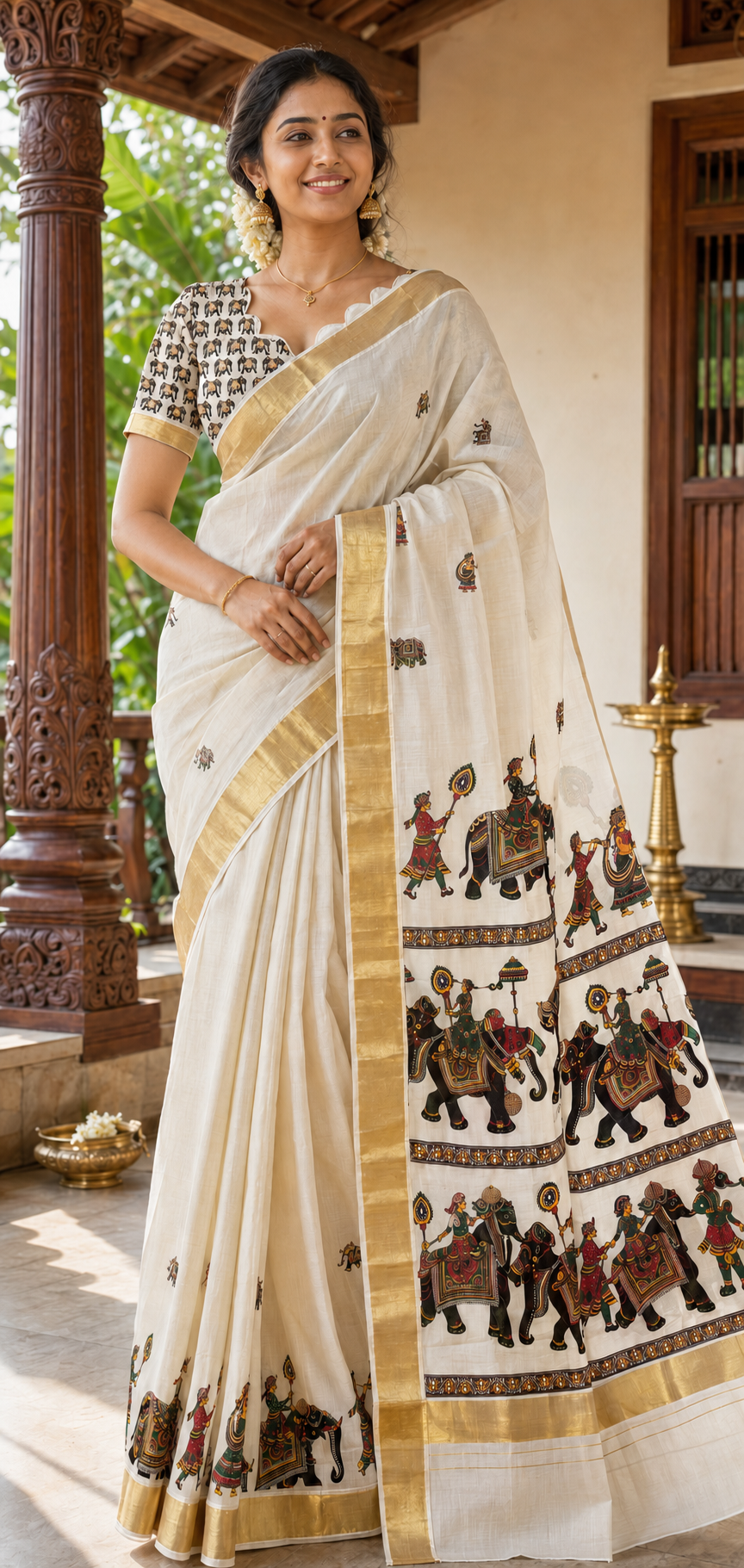 Kerala saree with blouse