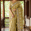 Orangza Tissue Saree with Embroidered & Stitched Blouse Saree with Stitched Blouse