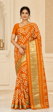 Mango Yellow Bhandhini Gajji Silk Traditional Bandhani Tie Dye Saree