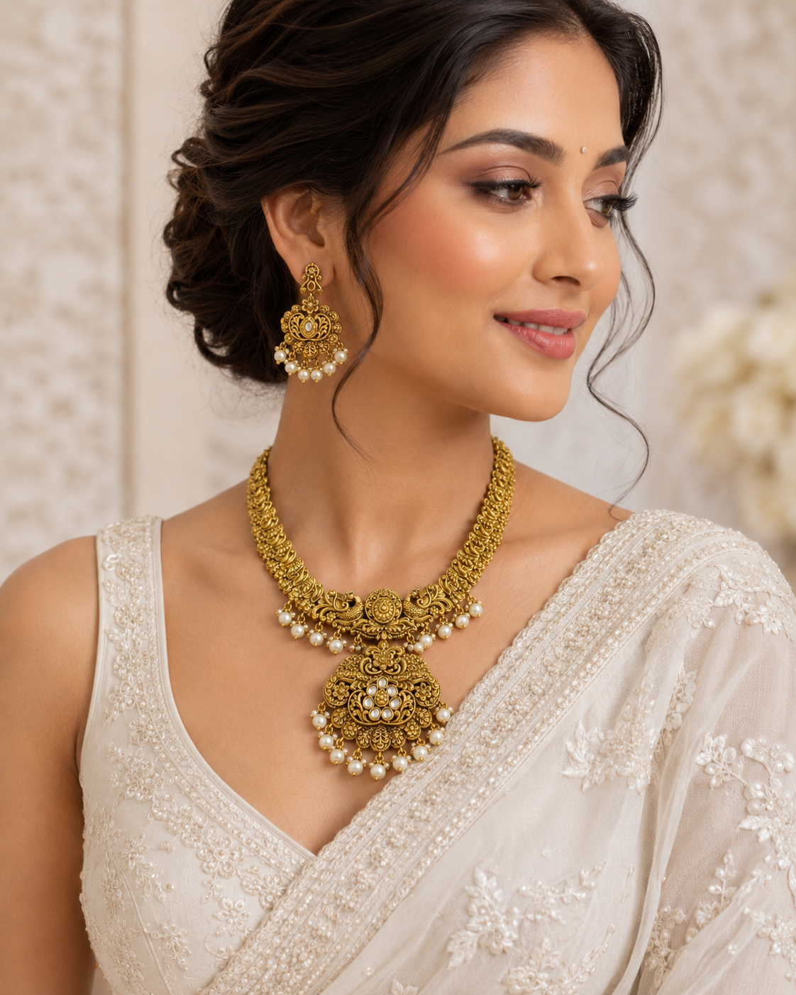Antique Finish Kundan Necklace set