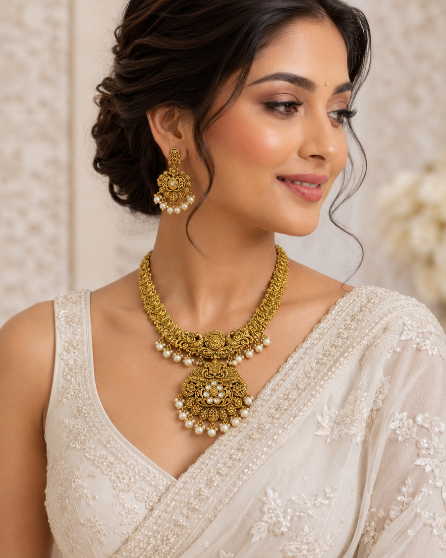 Antique Finish Kundan Necklace set
