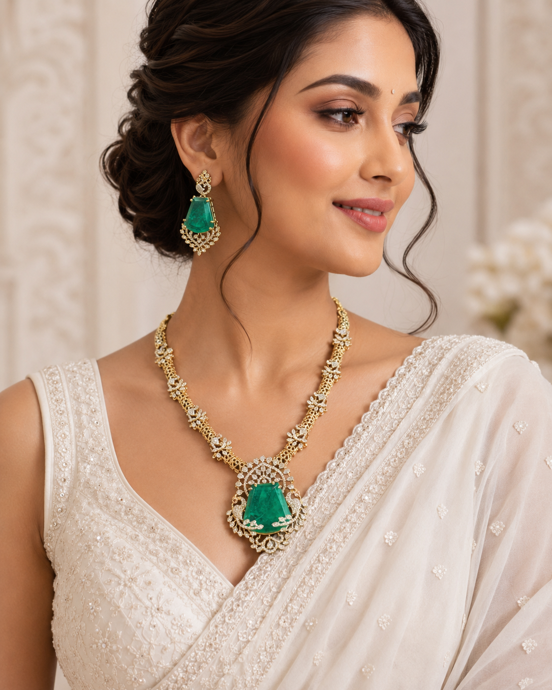 Party Wear Kante Model CZ necklace set