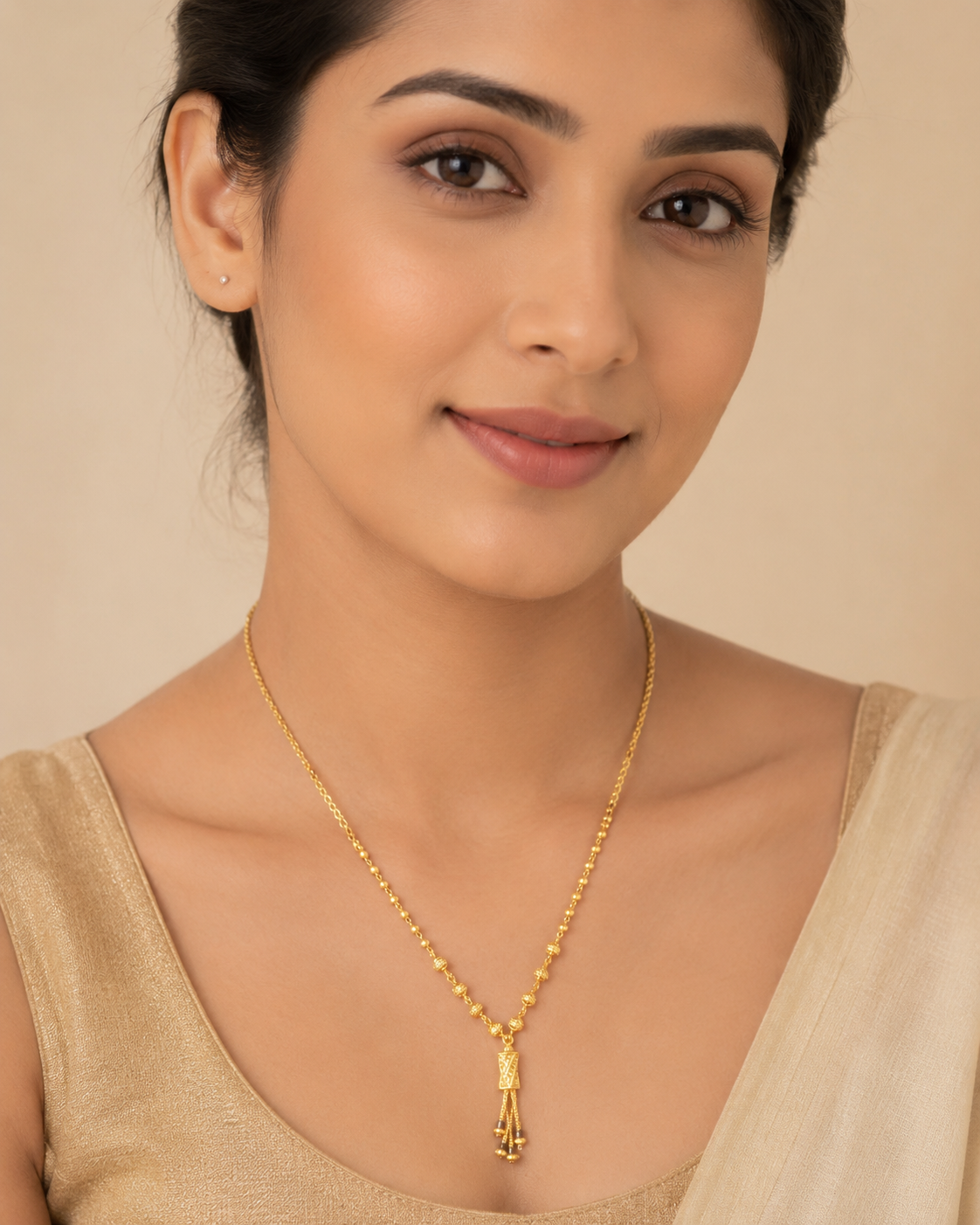Black Beads Gold Chain Design 2