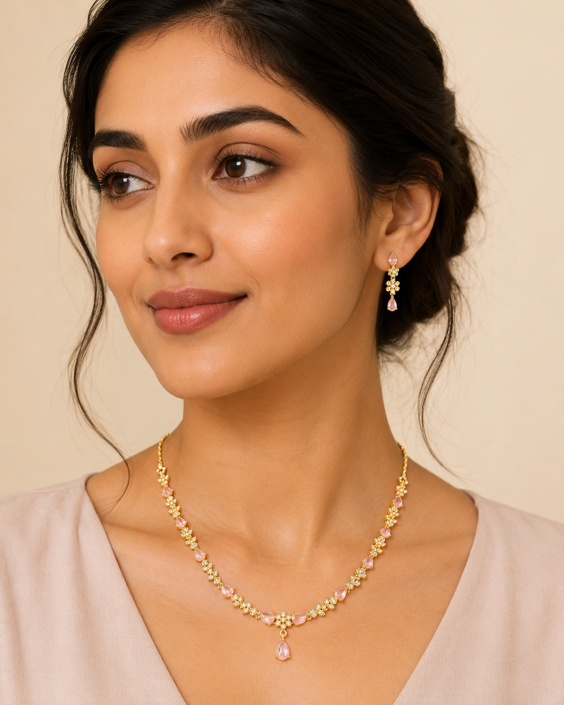 Micro Gold Polish Necklace Set - Jewelry - Necklace Set - Anandi Fashions