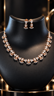 Simple Rose Gold CZ Necklace set - Jewelry - Necklace Set - Anandi Fashions