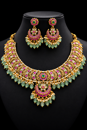 Jadau Kundan Moon / Chand Design Necklace Set - Jewelry - Necklace Set - Anandi Fashions