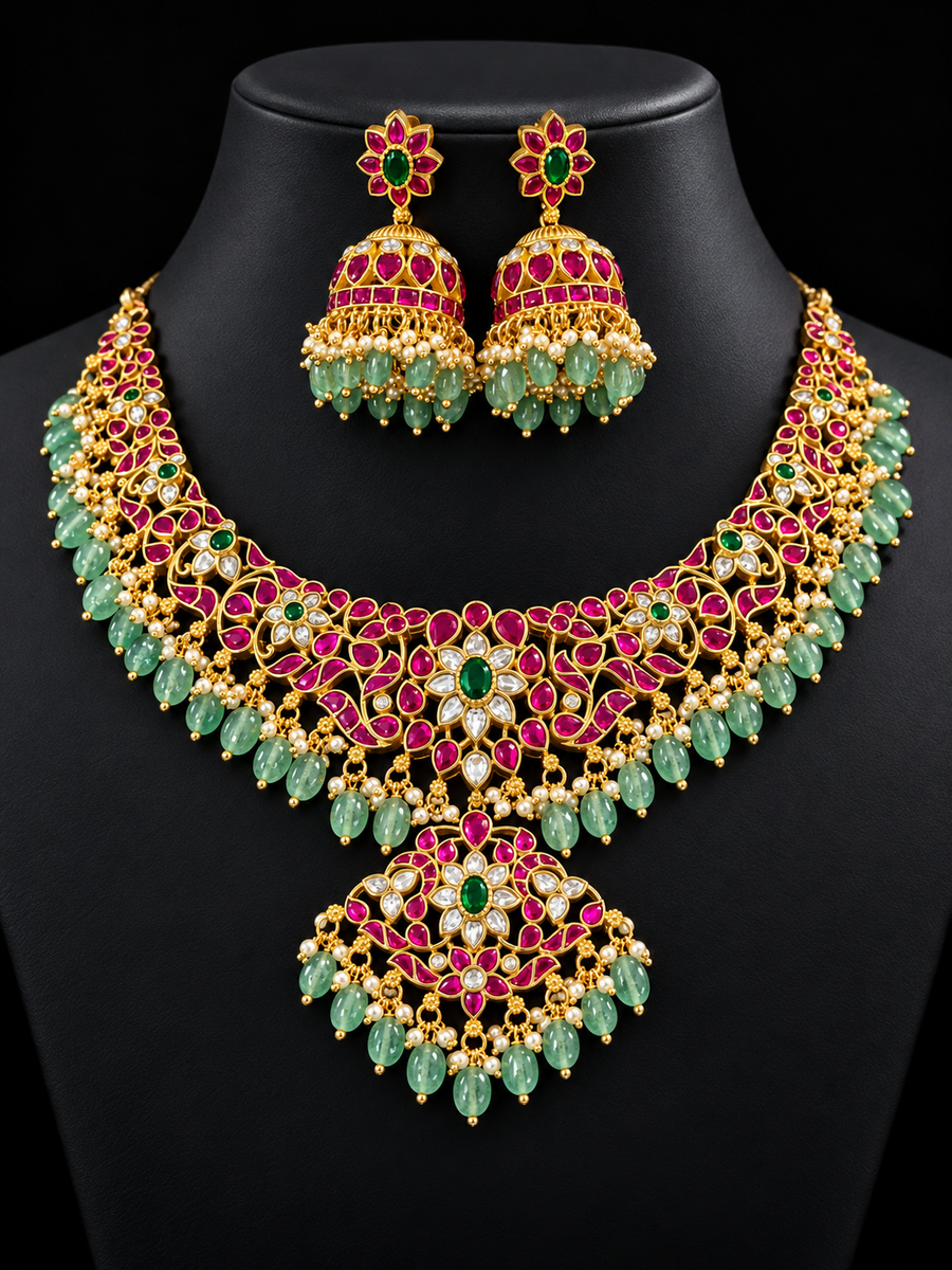 Jadau Kundan Necklace Set - Jewelry - Necklace Set - Anandi Fashions