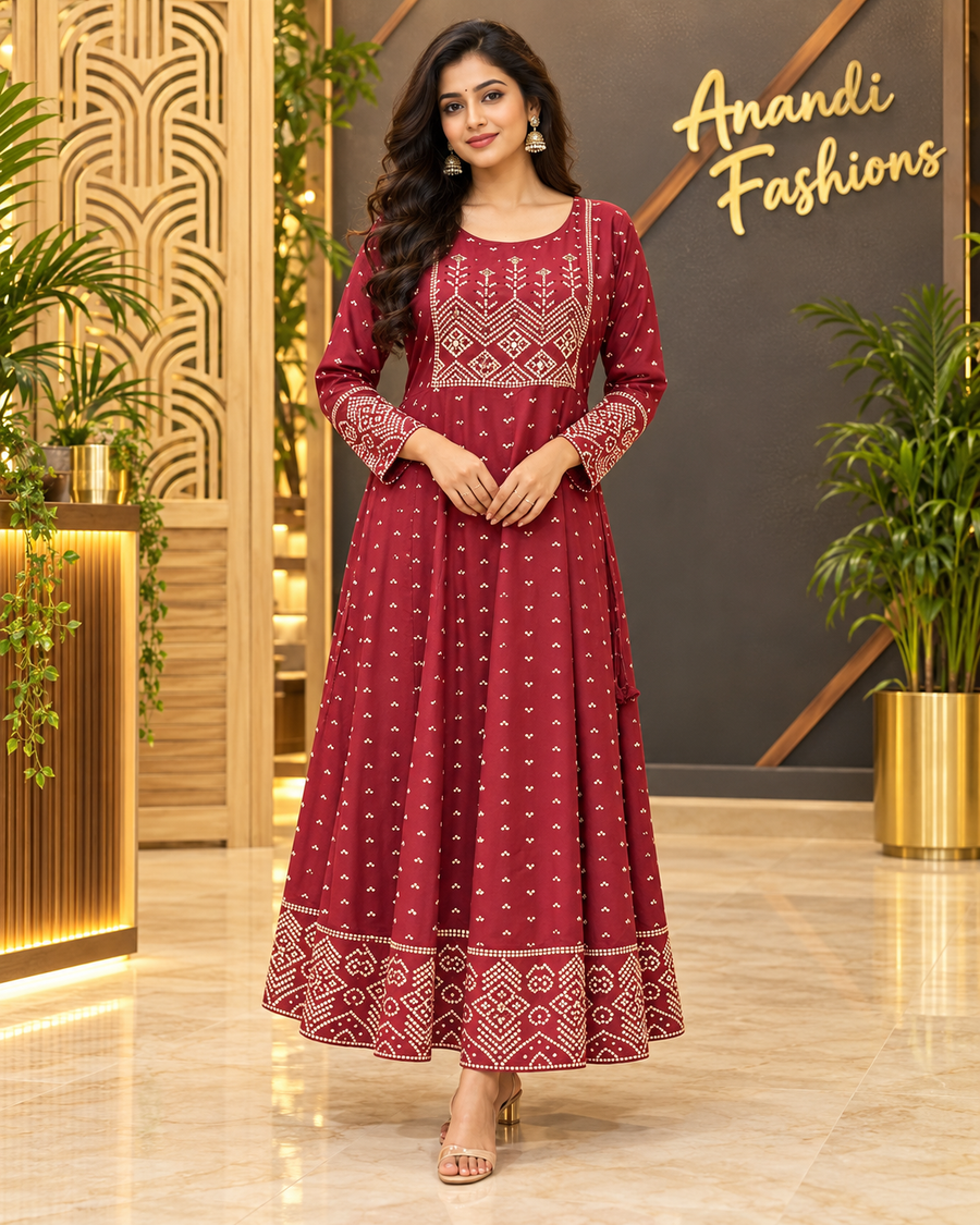Women's Plus Size Long Anarkali Kurti - Women - Long Kurti - Anandi Fashions