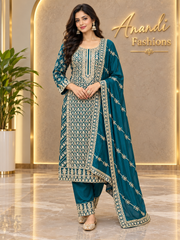 Women’s Teal Blue Party Wear Kurti Set