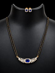 CZ Pendant Black Beads set Necklace Set