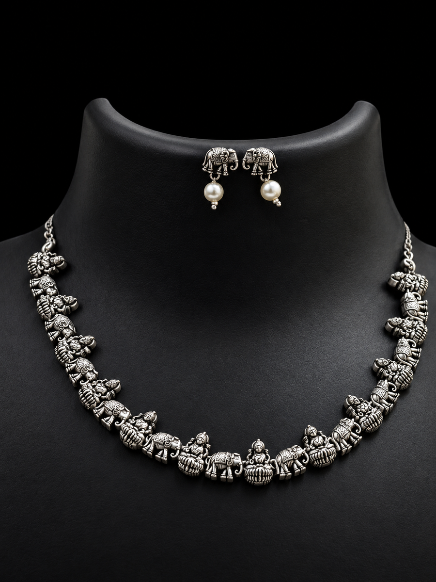 German Silver Lakshmi set Necklace Set