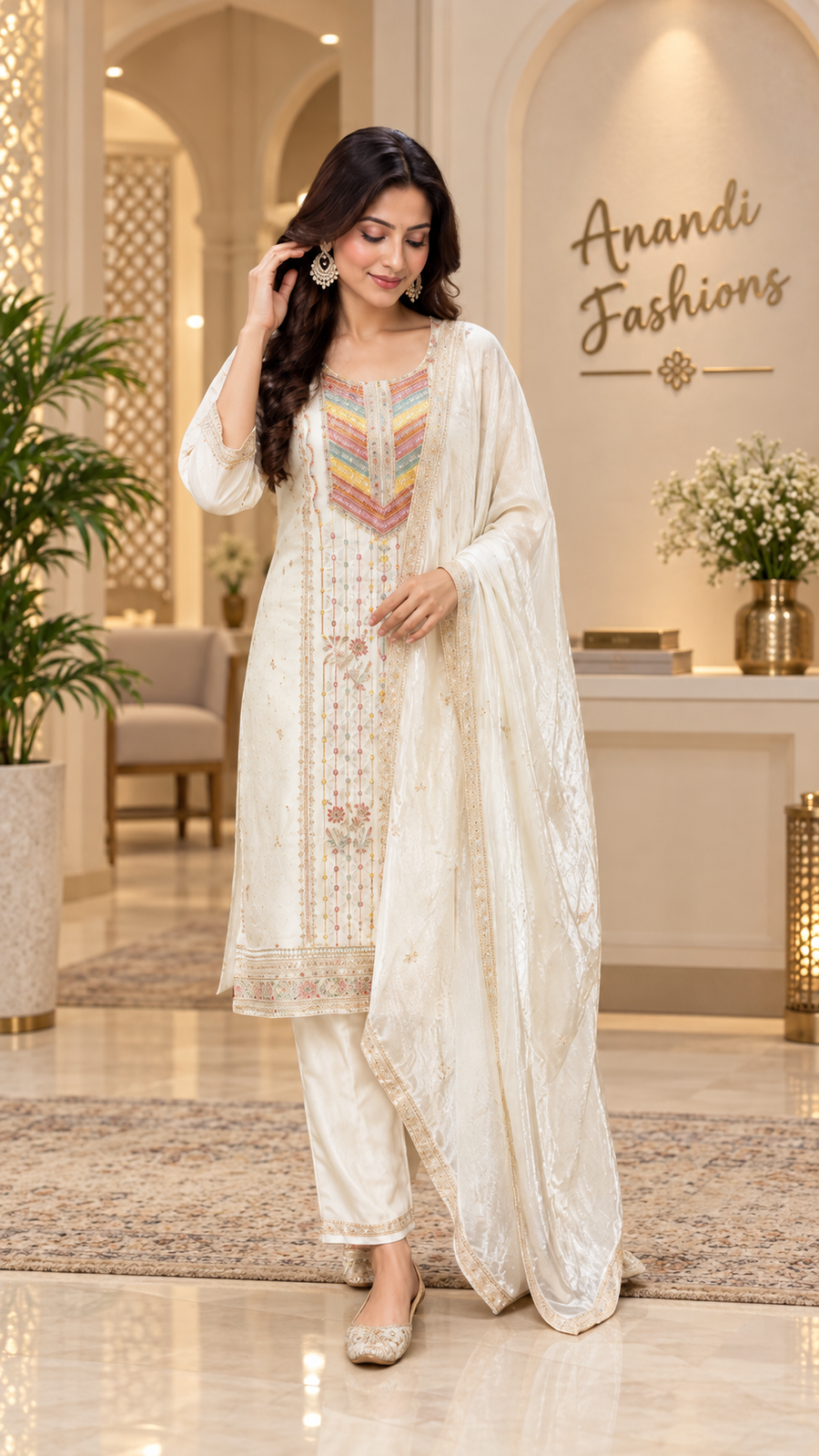 Half white Party Wear kurti set