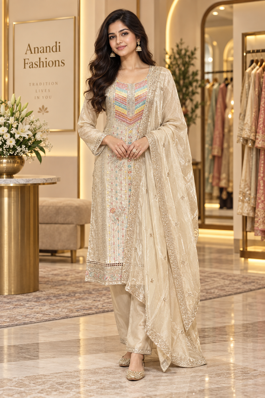 Grey Party Wear kurti set