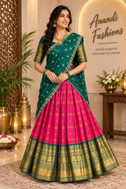 Semi Gadwal Silk Half saree/Lehenga set - Girls - Half Saree - Anandi Fashions