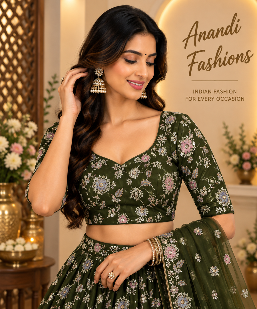 Mehandi green blouse - Women - Blouse - Anandi Fashions