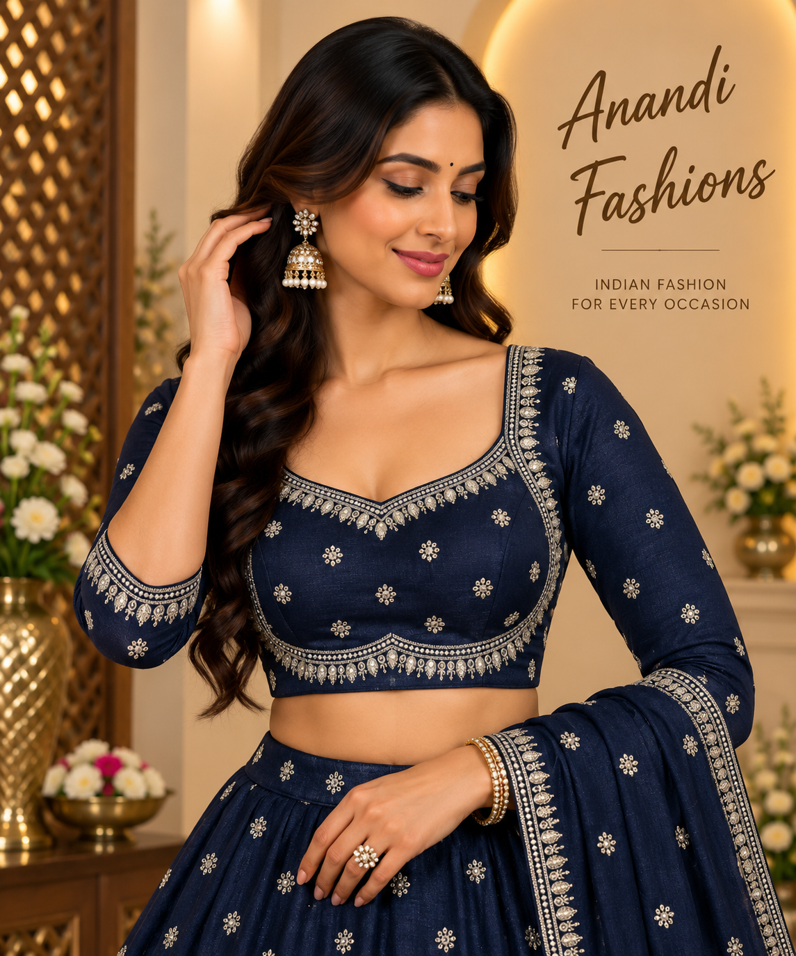 Navy blue color blouse - Women - Blouse - Anandi Fashions