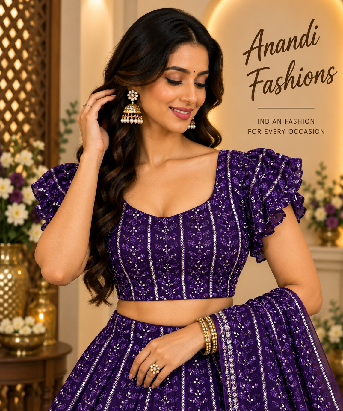 Purple Georgette Blouses - Women - Blouse - Anandi Fashions