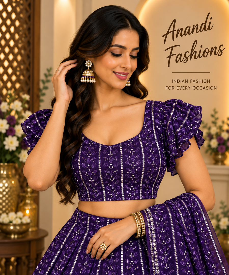 Purple Georgette Blouses - Women - Blouse - Anandi Fashions
