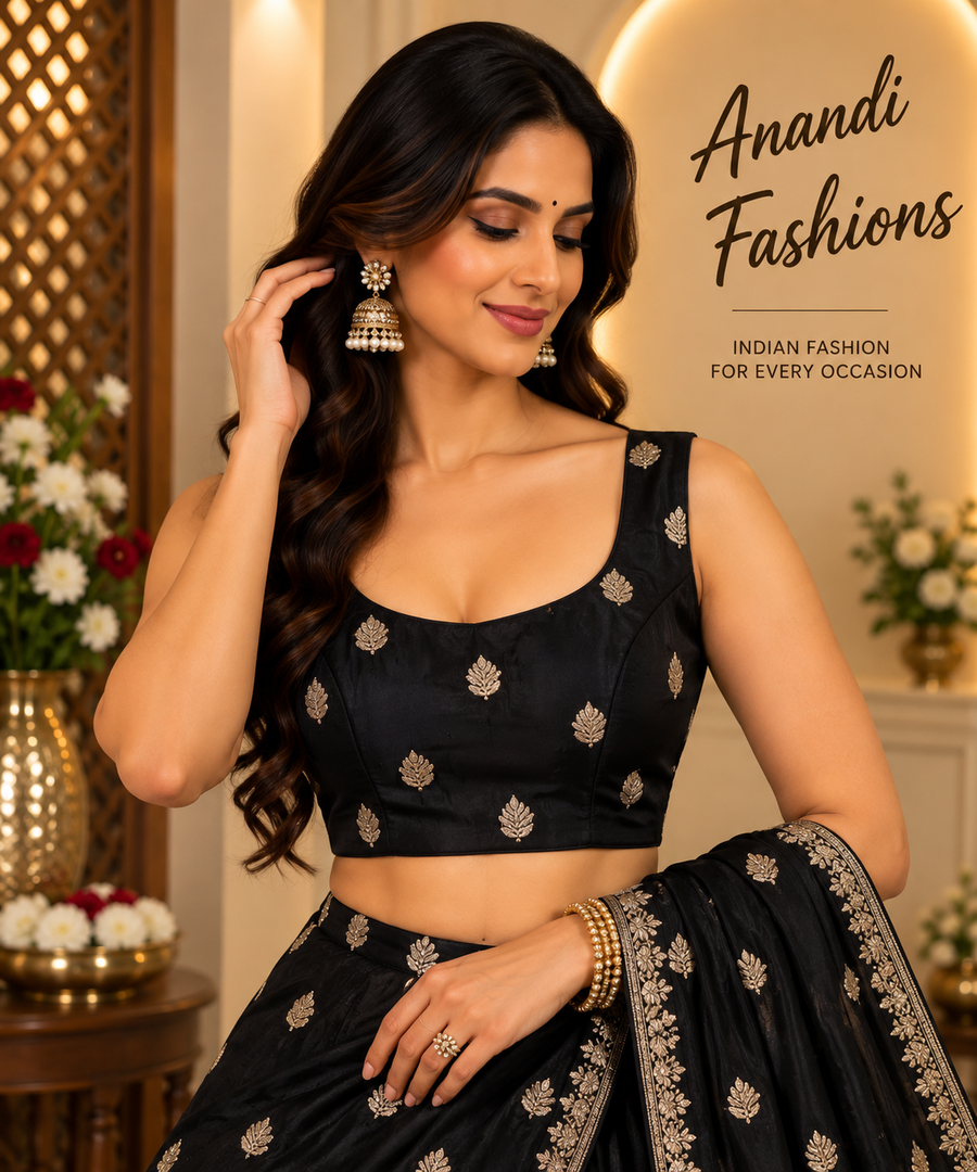 Black Natural Crepe Blouse - Women - Blouse - Anandi Fashions