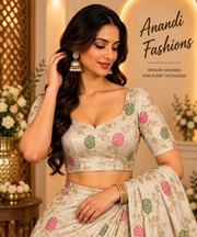 Front Opening Gold Tissue Blouse - Women - Blouse - Anandi Fashions