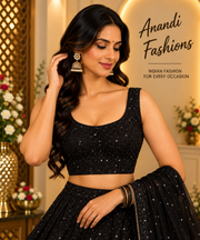 Black Sequence Blouse- Back opening - Women - Blouse - Anandi Fashions