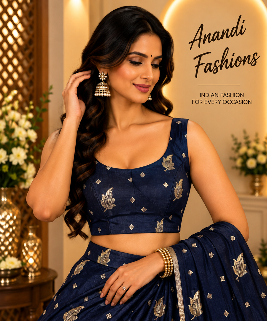 Navy Blue Crepe Silk Blouse - Women - Blouse - Anandi Fashions