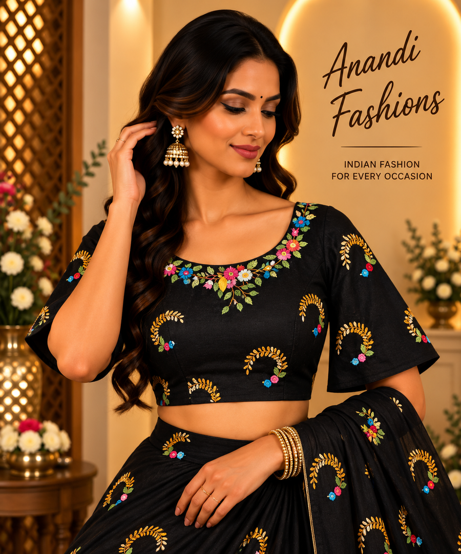 Black Work Blouse - Women - Blouse - Anandi Fashions