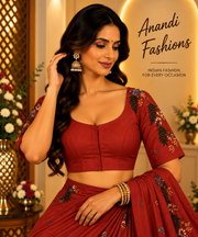 Maroon Embroidery Work Blouse - Women - Blouse - Anandi Fashions