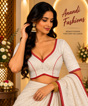 Alia Cut Off White Chikankari Blouse - Women - Blouse - Anandi Fashions