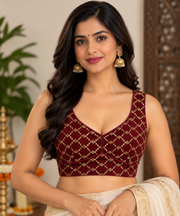 Maroon Velvet Blouse