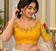 Raw Silk Yellow Color Blouse