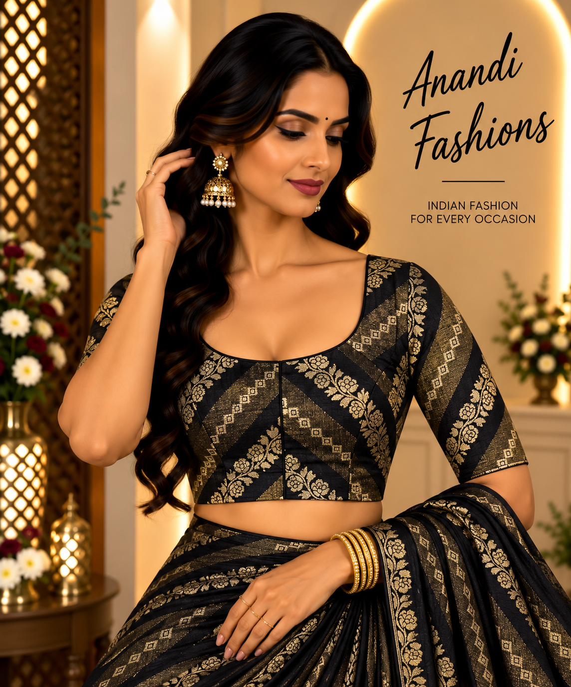 Black Design Blouse - Women - Blouse - Anandi Fashions