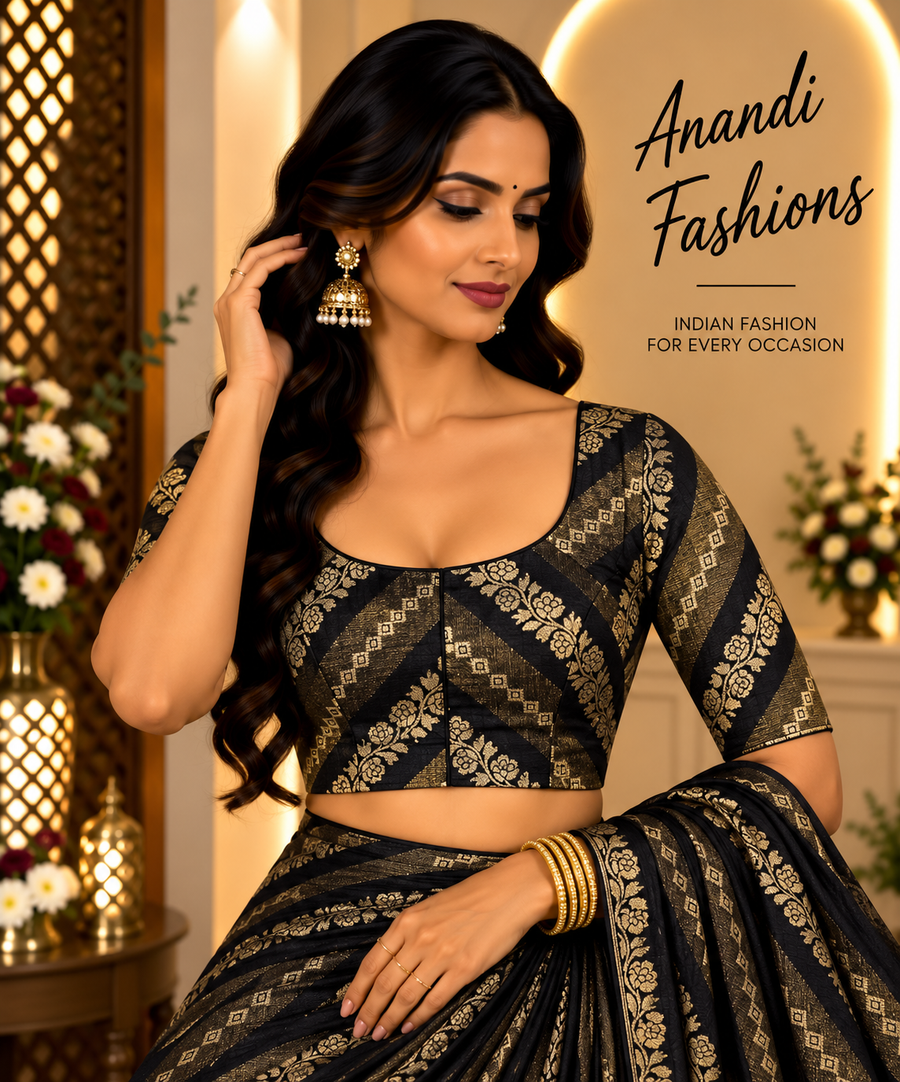 Black Design Blouse - Women - Blouse - Anandi Fashions