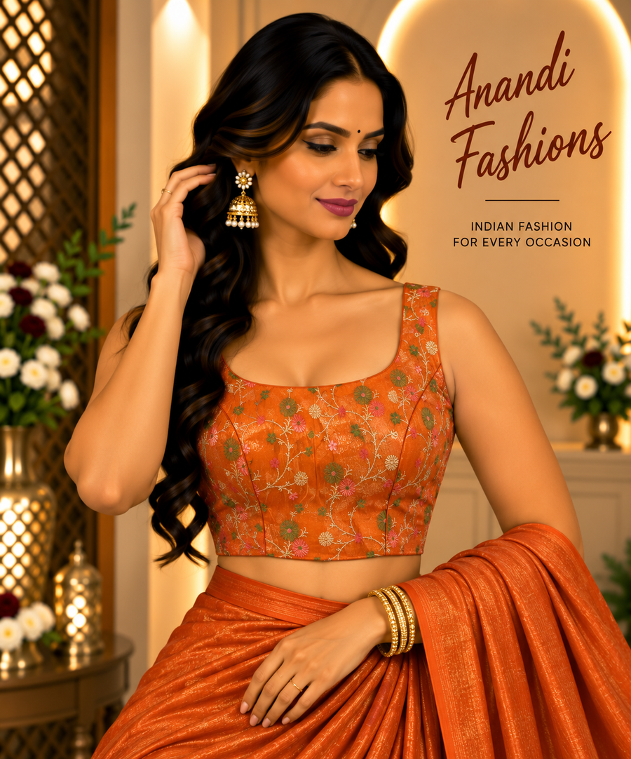 Orange Tissue Blouse - Women - Blouse - Anandi Fashions