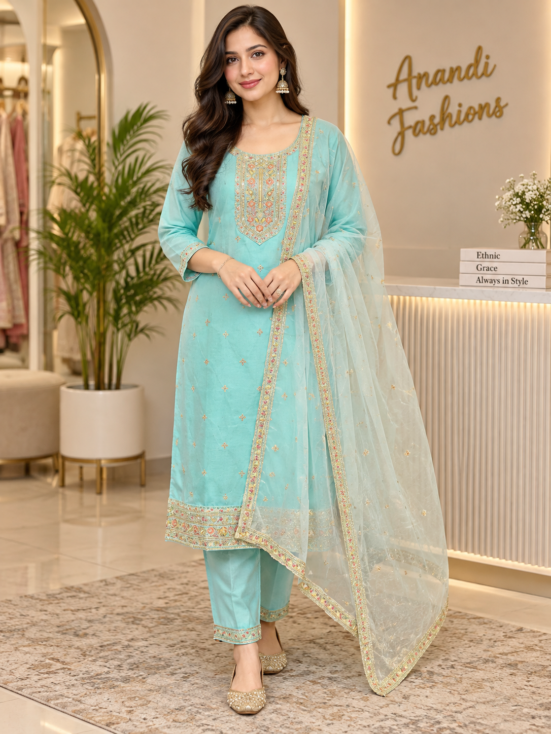 Pastel sea Green Kurti set