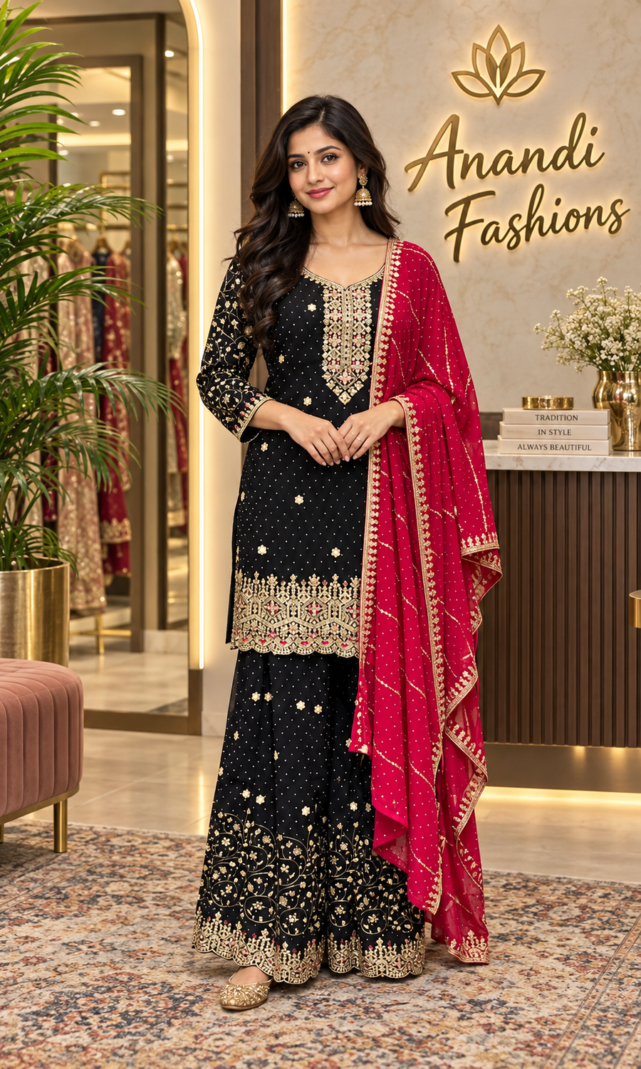 Women’s Navy Blue Party Wear Georgette Sharara set