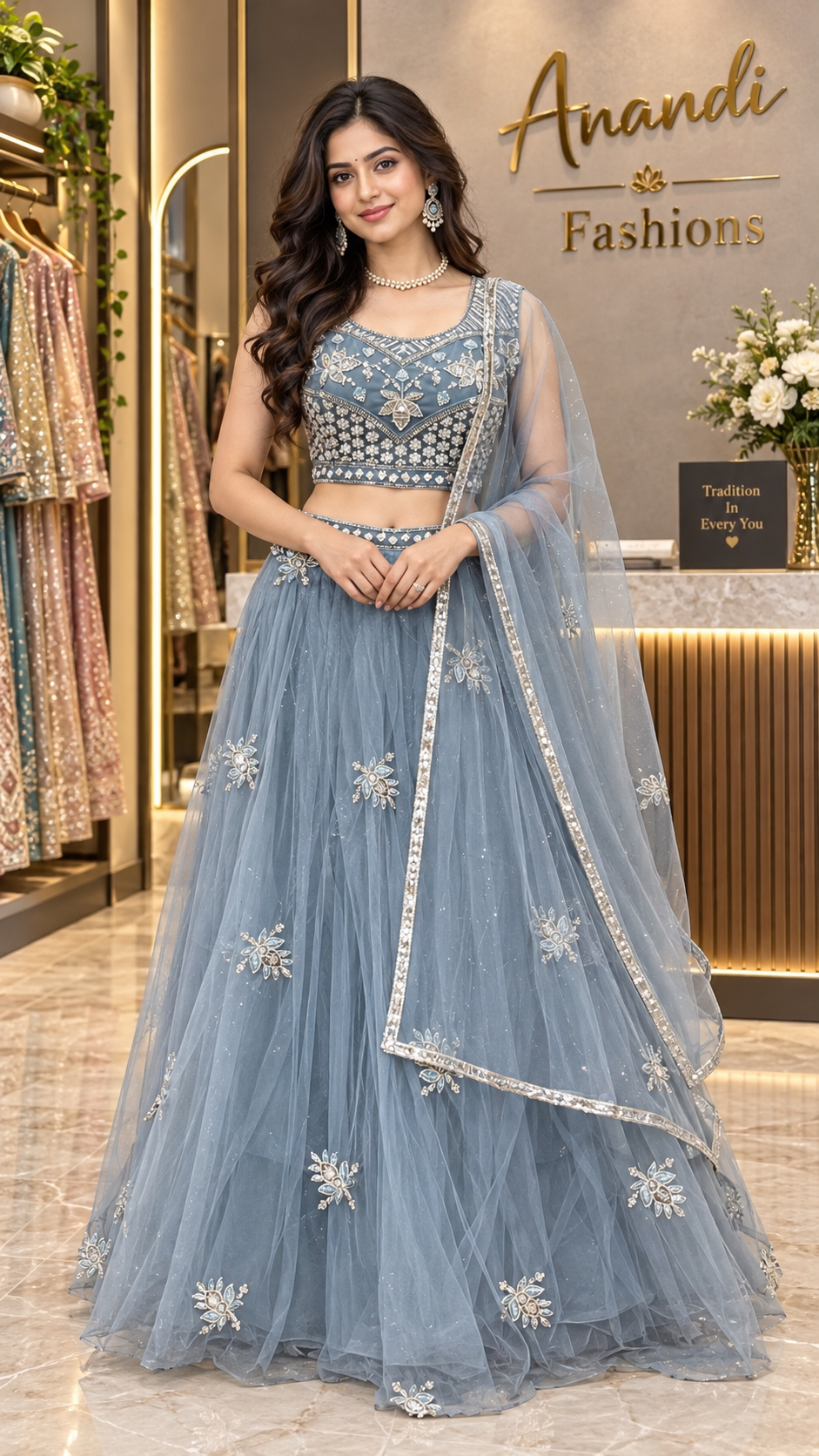 Light blue Party Wear Lehenga set