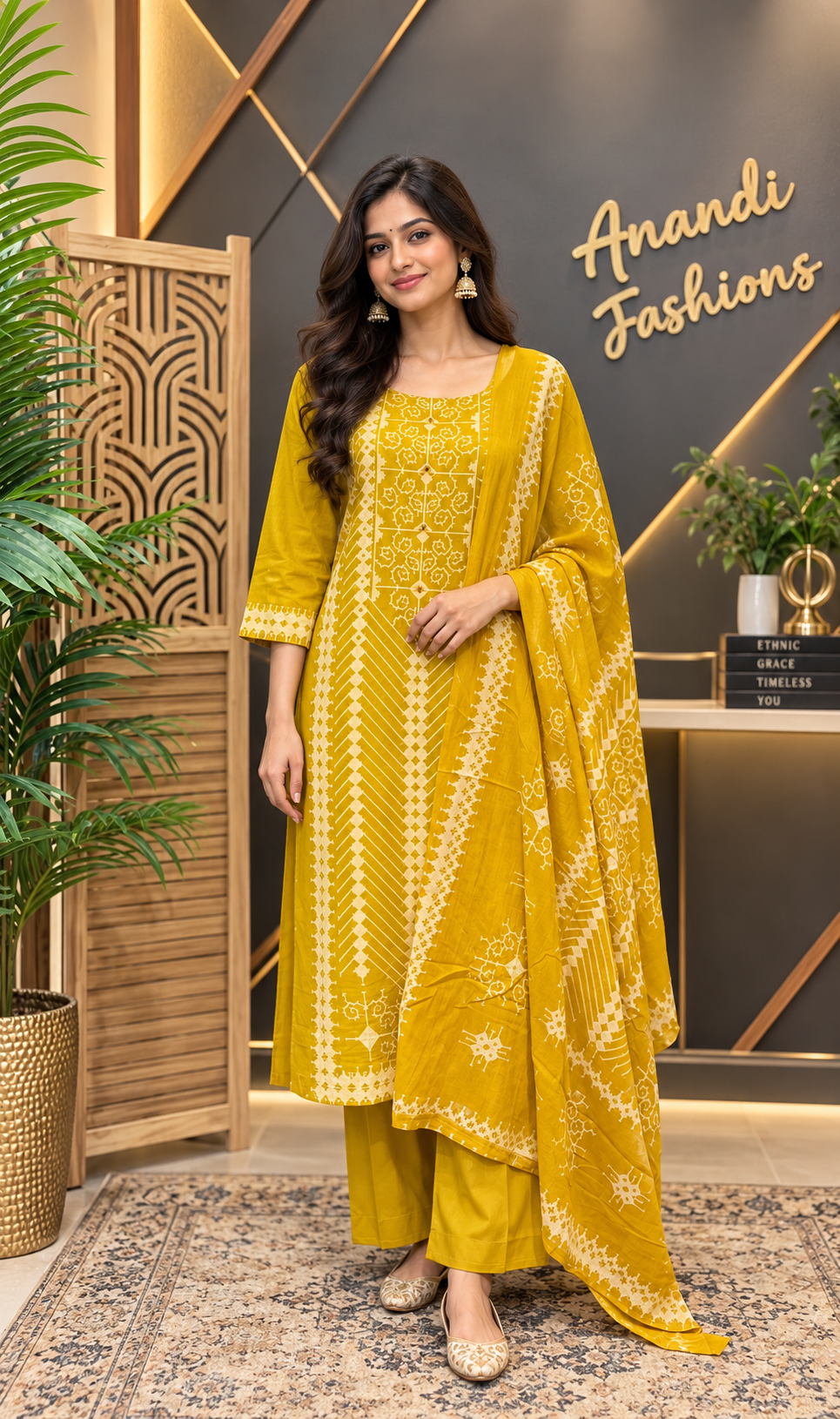 Mustard Yellow Pure Soft Cotton Kurti set